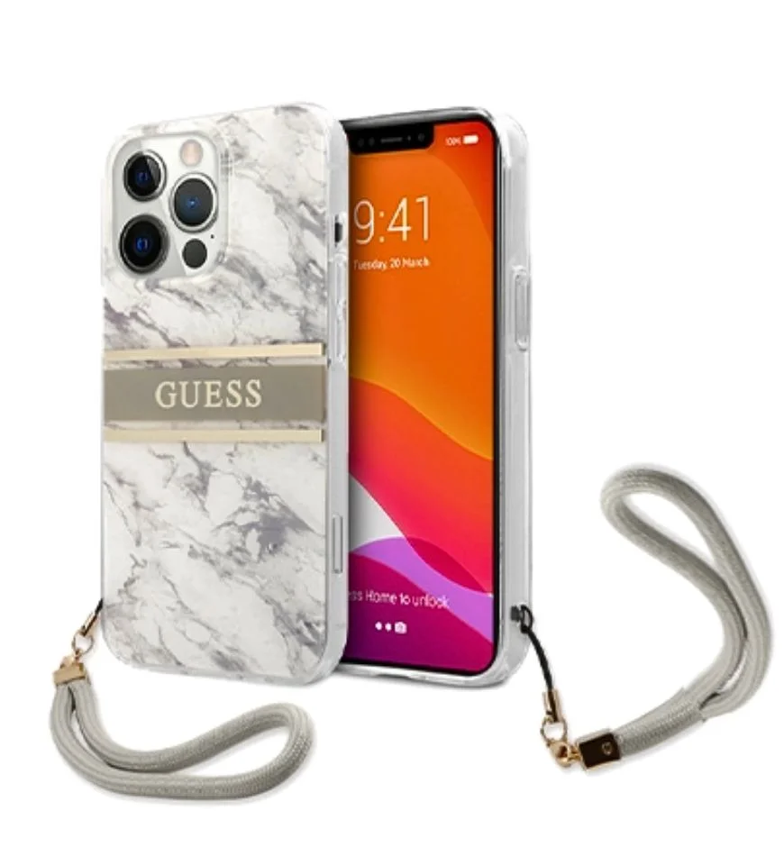 Guess Case Iphone 13 Pro Max Marble Strap - Grey